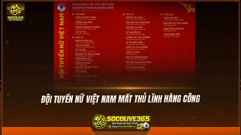 Đội tuyển nữ Việt Nam mất thủ lĩnh hàng công Đội tuyển nữ Việt Nam mất thủ lĩnh hàng công